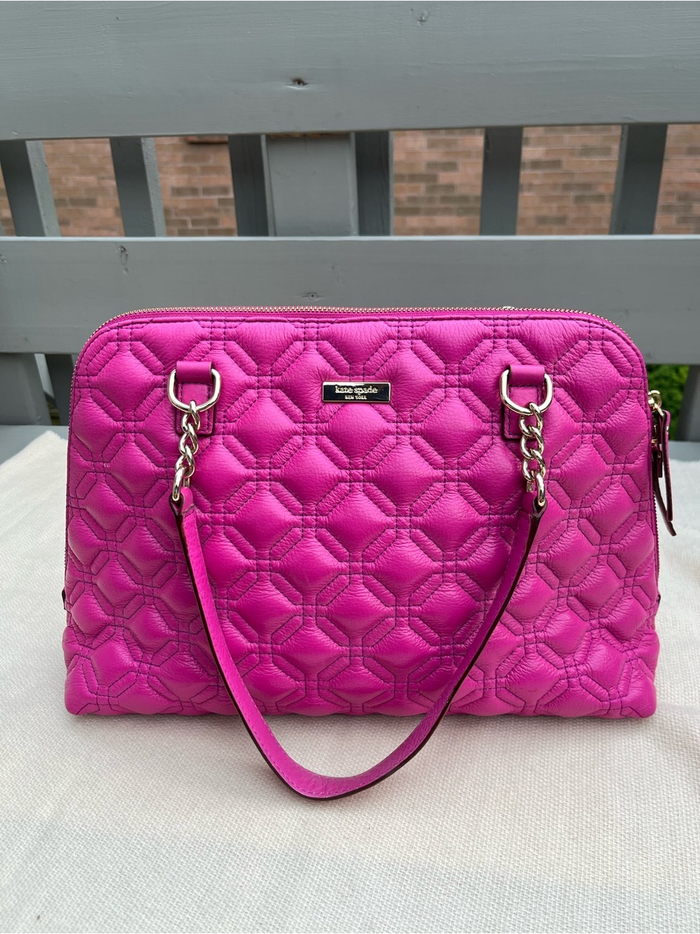 Kate Spade New York Hot Pink Quilted Leather Dome Satchel Shoulder Bag